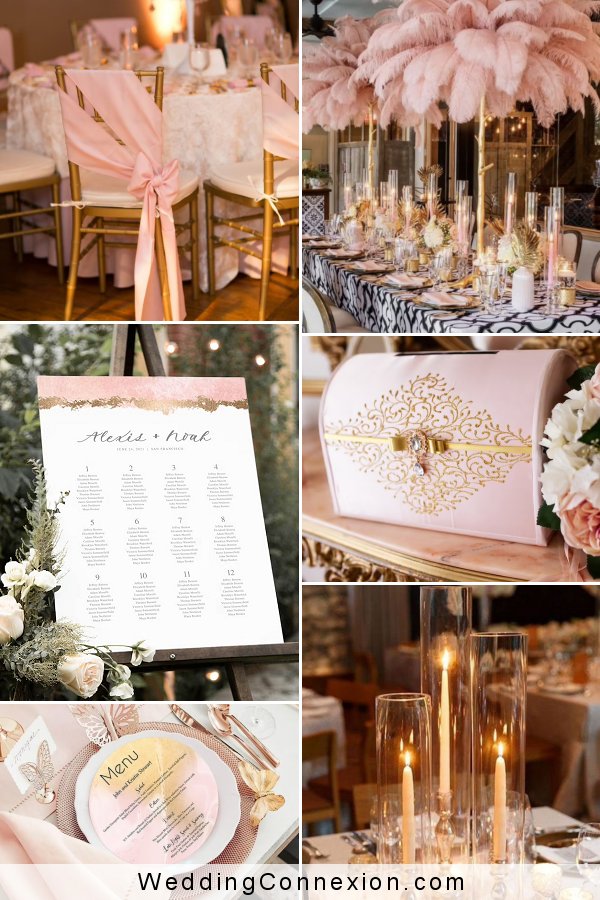 Dazzling Blush Pink & Gold Wedding Color Theme Ideas